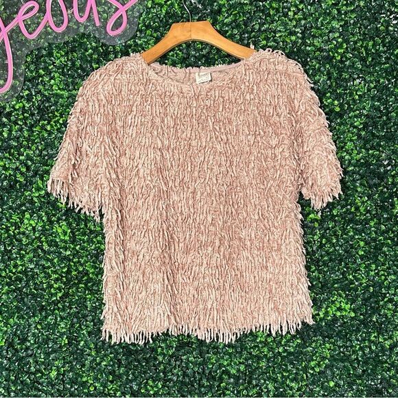 zara kids Other - NWT Zara Kids Pink Fringe Textured Shaggy Top Sz 13/14
